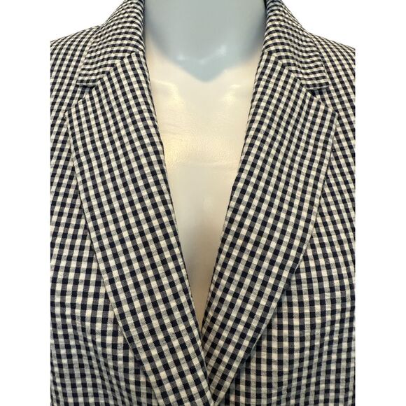 Nine‎ West Gingham Navy White Checkered Blazer Size 6 - Picture 4 of 7